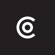 Initial lowercase letter logo co, oc, o inside c, monogram rounded shape, white color on black background