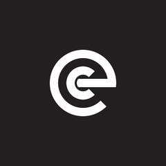 Initial lowercase letter logo ec, ce, c inside e, monogram rounded shape, white color on black background