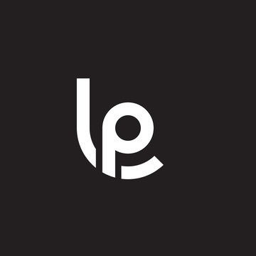 Initial lowercase letter logo lp, pl, p inside l, monogram rounded shape, white color on black background

