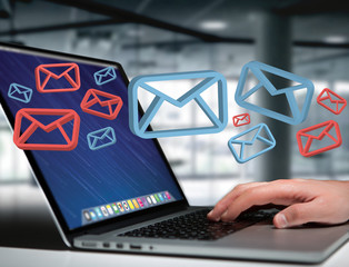 Poster - Approved email and spam message displayed on a futuristic interface - Message and internet concept