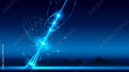 Cuadros en Lienzo A large satellite dish transmits and receives a signal from space