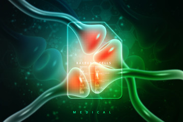 Poster - synapse and neuron cells sending electrical chemical signals. 3d rendering