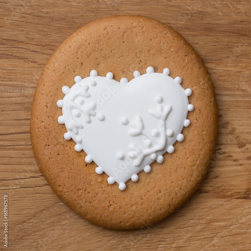 gingerbread with a painted white icing heart