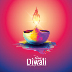 Wall Mural - Vector illustration happy diwali