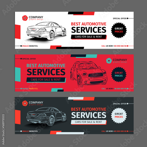 A Set Of Web Automotive Services Banners Collection Layouts Buy
