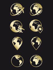 Wall Mural - Earth, travel and navigation icons