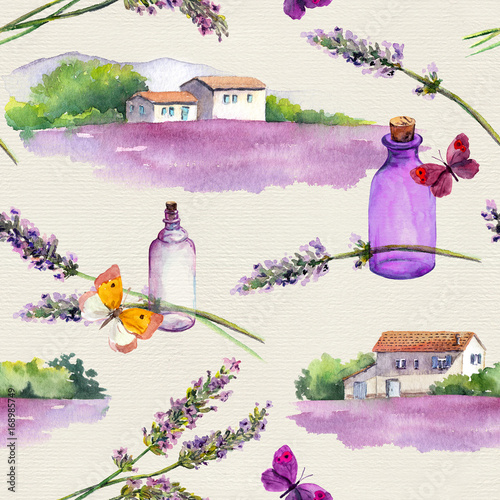 kwiaty-lawendy-butelki-perfum-olejnych-motyle-domy-wiejskie-z-polami-lawendy-powtarzajacy-sie-wzor-vintage-akwarela