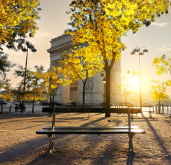 Wall Mural - Arc de Triomphe in Paris autumn