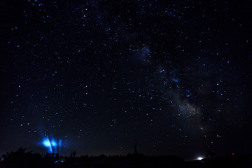 Wall Mural - Many starts on blue dark night sky as a cosmos background.