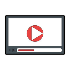 Sticker - video player icon over white background vector illustration