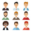 © Jemastock - white background with set half body group people men vector illustration