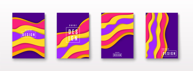 Poster - Vector illustration of cover pattern template set with dynamic composition