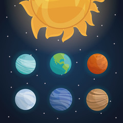 Poster - color space landscape background with solar system and planets vector illustration