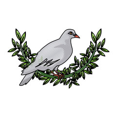 Wall Mural - dove with olive branch peace emblem vector illustration