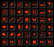 Black background isolated set of colored computer buttons desktop labels