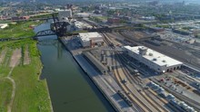 Aerial Drone Footage BNSF Railroad Yard Metra