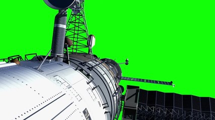 Wall Mural - space station on green screen. 3d animation. you can use any background for your projects. you can f