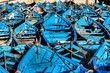 Marokko  - blaue Boote im Hafen von Essaouira 