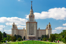 Lomonosov Moscow State University (MSU). View Of The Main Building On Sparrow Hills