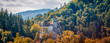 Bran Castle, Romanian landmark, historic building related to Dracula, in autumn, fall 