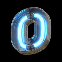 Chrome futuristic font with blue neon lights