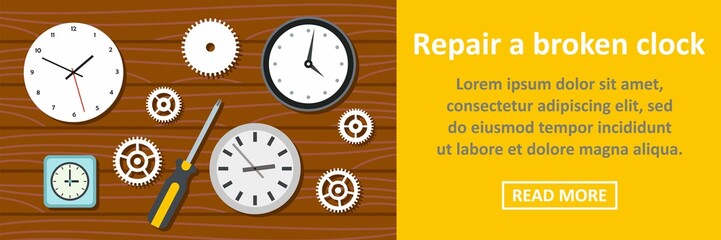 Poster - Repair a broken clock banner horizontal concept