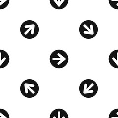 Poster - Arrow in circle pattern seamless black