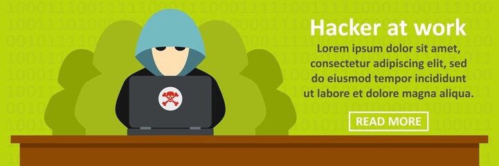 Poster - Hacker at work banner horizontal concept