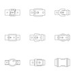 Metal belt buckle icon set, outline style