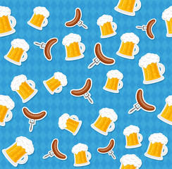 Wall Mural - Oktoberfest - concept of seamless texture with icons. Vector.