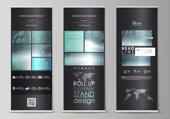 Wall Mural - set of roll up banner stands, flat design templates, abstract business concept, corporate vertical v