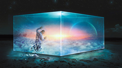 Wall Mural - Man trying to understand the universe