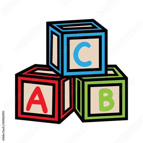 Cartoon Kids Building Blocks Vector Illustration Stock Vector Adobe Stock