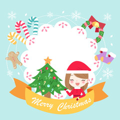 Sticker - woman with merry christmas