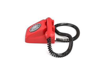 Wall Mural - 3d rendering of an old-fashioned rotary phone isolated on white background.