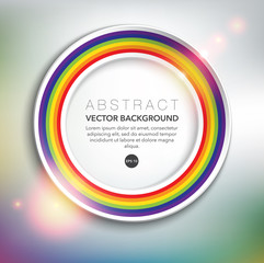 Wall Mural - Abstract vector background. Round paper ring with rainbow design. Isolated with realistic light and shadow on the white background. Vector illustration. Eps10.