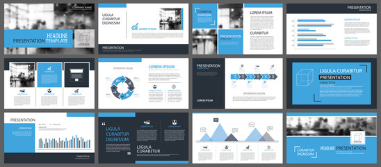 blue presentation templates and infographics elements background. use for business annual report, fl