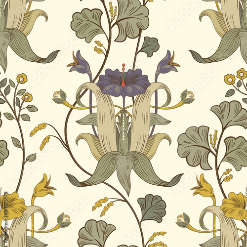 Floral vintage seamless pattern Tableau sur Toile