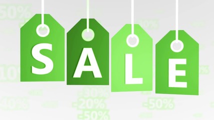 Poster - Green hanging sales tags. Shopping sales concept. Seamless loop.