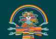 Psychedelic hippie woman, goddess, eps10 vector