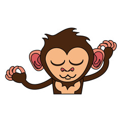 Poster - relaxed or in bliss cute expressive monkey cartoon icon image vector illustration design