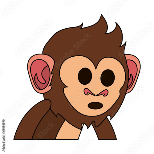 surprised cute expressive monkey cartoon icon image vector illustration