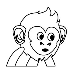 Poster - surprised cute expressive monkey cartoon icon image vector illustration design black line