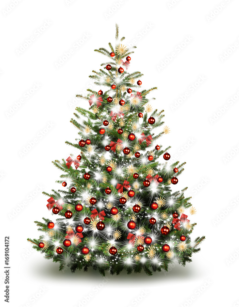 Bunt Geschmückter Weihnachtsbaum Stock Illustration