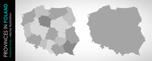 Wektorowa Mapa Województw W Polsce MONOCHROMATYCZNA