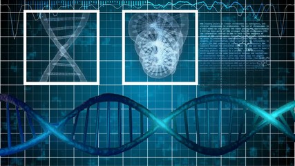 Poster - Abstract science monitor screen with windows which contain x-ray scanning of DNA strands