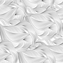 abstract cartoon black white background, wallpaper. doodle pattern sea waves, ocean, river, wind. se