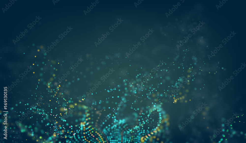 Abstract technology background. Digital tech 3d vector grid with ...