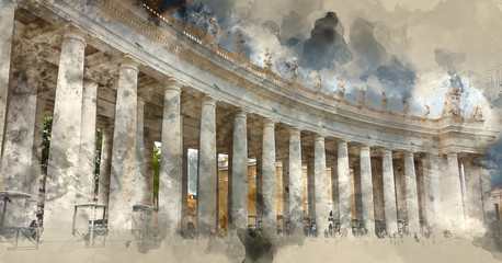 the columns at peters square in rome - the vatican