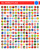 Fototapeta Miasta - Round Flat Flag Icons on Black Background - All World Vector